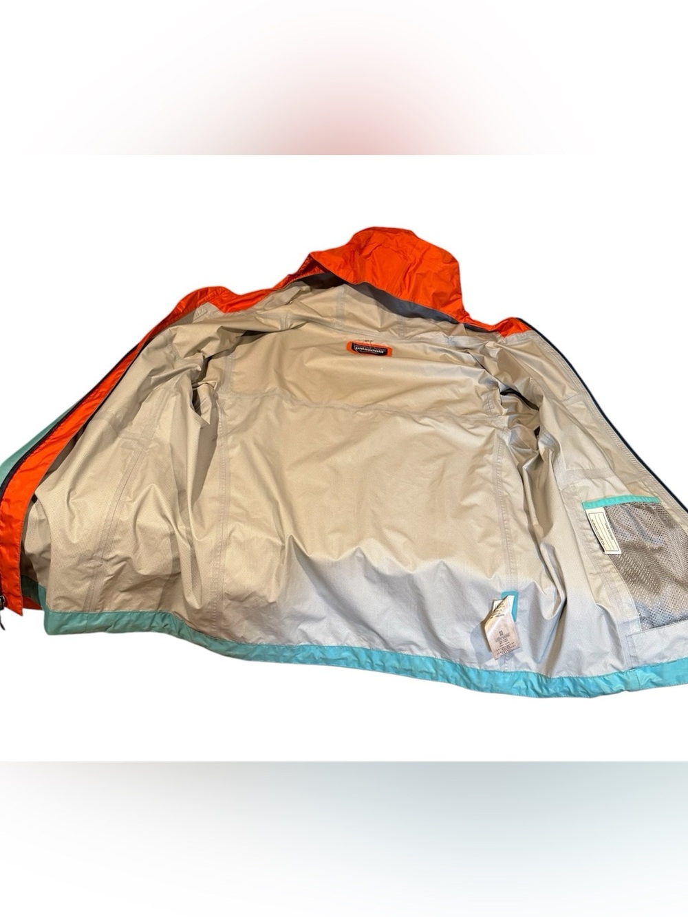 Patagonia Raincoat Torentshell Boys Size XL Orange Green Hooded Jacket - Picture 7 of 8